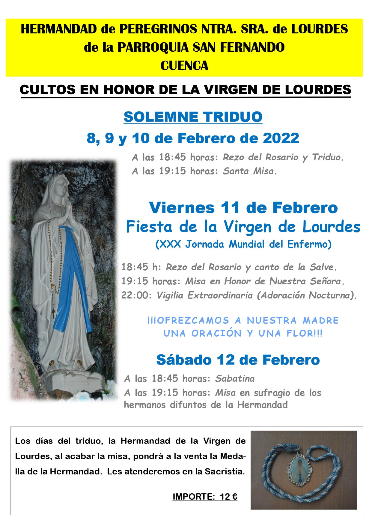 Cultos En Honor De La Virgen De Lourdes Parroquia San Fernando